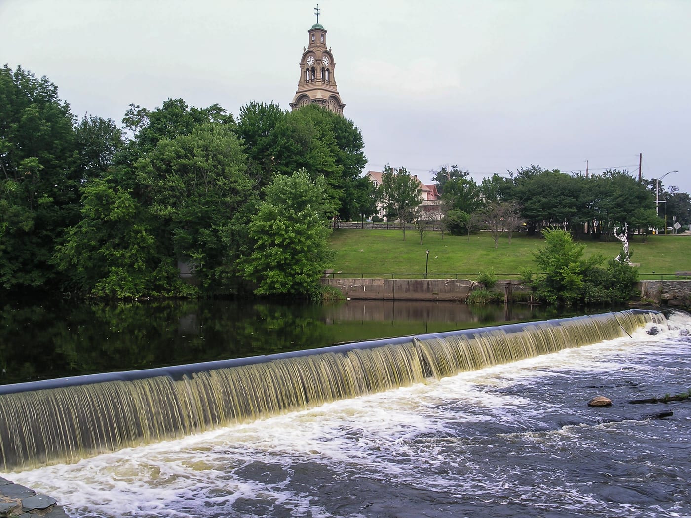 Slater Mill beside the Blackstone River in Pawtucket, Rhode Island